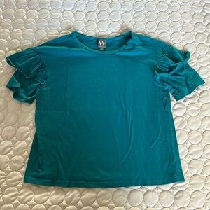 Worthingtom Turquoise Teal Blouse Short Sleeved Shirt
